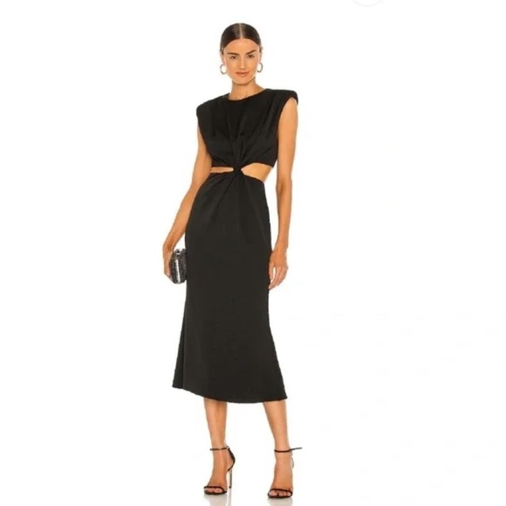 MISHA Collection Domenica Cutout Midi Dress in Black Size 12 Cocktail Wedding